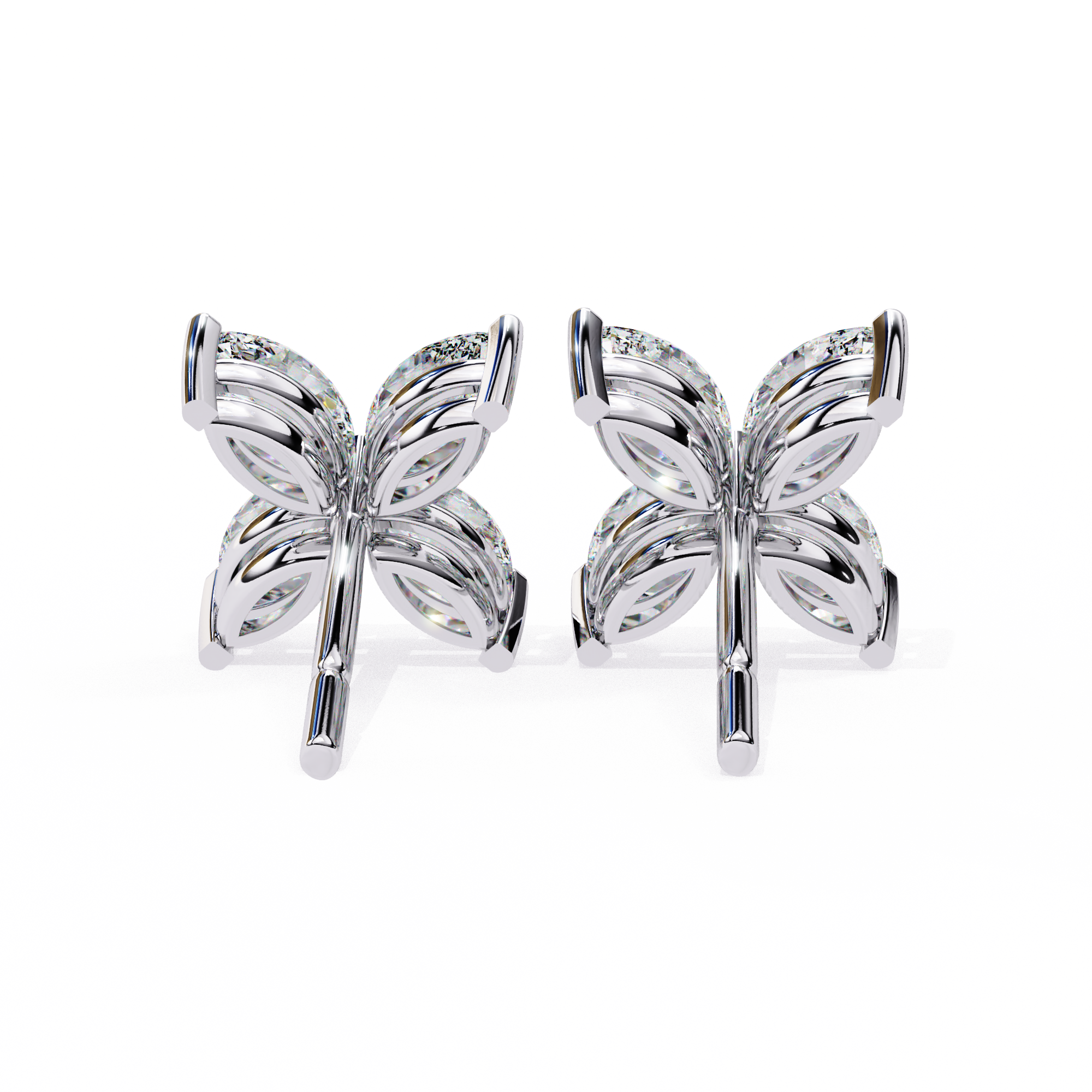 Solitairekart 0.88ct Marquise Four Stone Natural Diamond Stud Earrings-HI Color, VS-SI Clarity